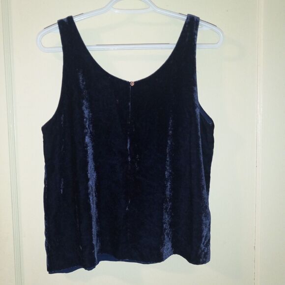 J Crew Rift Velvet Tank-Size 6-Navy-Lined-Layer-Keyhole Back-Holiday-Whimsygoth - Picture 5 of 10